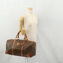 CELINE Macadam Canvas Boston Bag PVC Leather Brown Gold Auth 176560-24