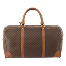 CELINE Macadam Canvas Boston Bag PVC Leather Brown Gold Auth 176560-3