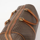 CELINE Macadam Canvas Boston Bag PVC Leather Brown Gold Auth 176560-6