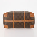 CELINE Macadam Canvas Boston Bag PVC Leather Brown Gold Auth 176560-9