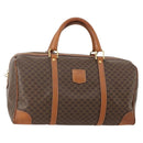 CELINE Macadam Canvas Boston Bag PVC Leather Brown Gold Auth 176561-1