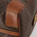 CELINE Macadam Canvas Boston Bag PVC Leather Brown Gold Auth 176561-15