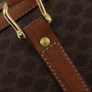 CELINE Macadam Canvas Boston Bag PVC Leather Brown Gold Auth 176561-17