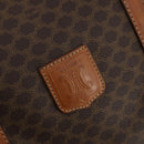 CELINE Macadam Canvas Boston Bag PVC Leather Brown Gold Auth 176561-18