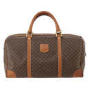 CELINE Macadam Canvas Boston Bag PVC Leather Brown Gold Auth 176561-13