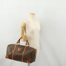 CELINE Macadam Canvas Boston Bag PVC Leather Brown Gold Auth 176561-24