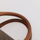 CELINE Macadam Canvas Boston Bag PVC Leather Brown Gold Auth 176561-8
