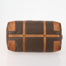 CELINE Macadam Canvas Boston Bag PVC Leather Brown Gold Auth 176561-5