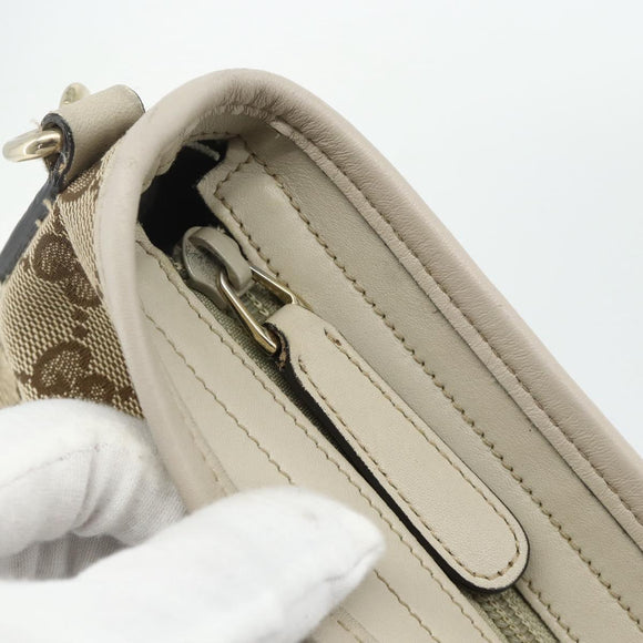 GUCCI GG Canvas Shoulder Bag Beige Gold 388924 Auth 176562