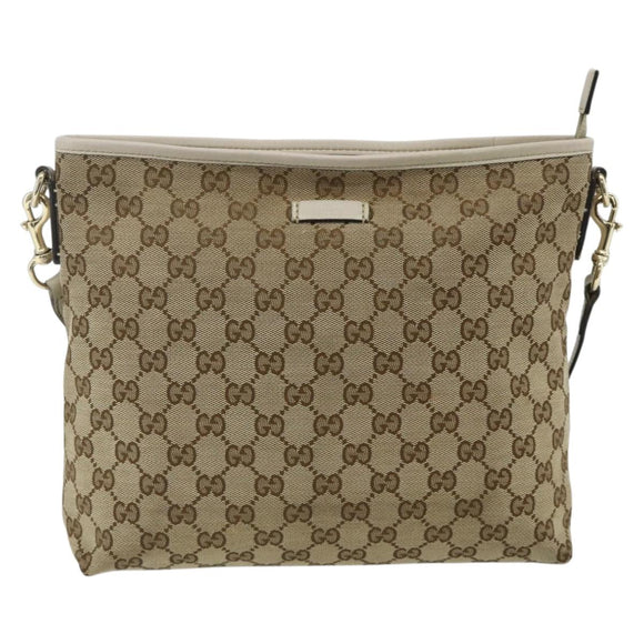 GUCCI GG Canvas Shoulder Bag Beige Gold 388924 Auth 176562