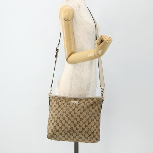 GUCCI GG Canvas Shoulder Bag Beige Gold 388924 Auth 176562