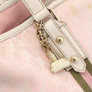 GUCCI GG Canvas Sherry Line Tote Bag Pink Gold 137896 Auth 176563-14