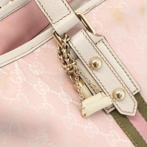 GUCCI GG Canvas Sherry Line Tote Bag Pink Gold 137896 Auth 176563