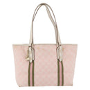 GUCCI GG Canvas Sherry Line Tote Bag Pink Gold 137896 Auth 176563-2