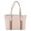 GUCCI GG Canvas Sherry Line Tote Bag Pink Gold 137896 Auth 176563-3
