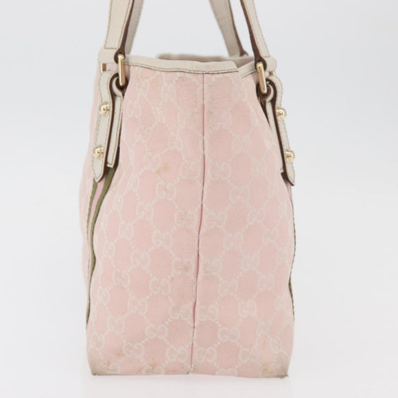GUCCI GG Canvas Sherry Line Tote Bag Pink Gold 137896 Auth 176563
