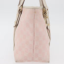 GUCCI GG Canvas Sherry Line Tote Bag Pink Gold 137896 Auth 176563-5
