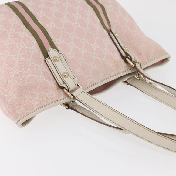 GUCCI GG Canvas Sherry Line Tote Bag Pink Gold 137896 Auth 176563
