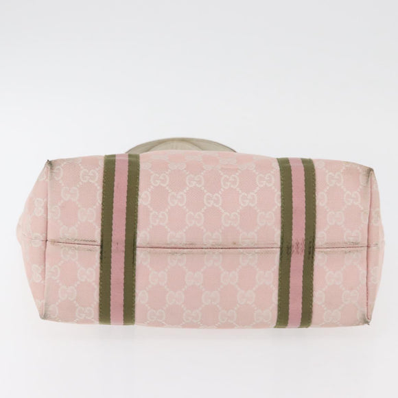 GUCCI GG Canvas Sherry Line Tote Bag Pink Gold 137896 Auth 176563