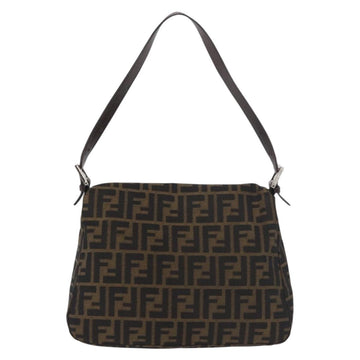 FENDI Zucca Canvas Mamma Baguette Shoulder Bag Brown Black Auth 176565SAV - 0