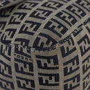 FENDI Zucchino Canvas Mamma Baguette Schoudertas Marine Zilver Auth 176566V-15