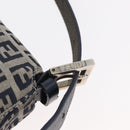 FENDI Zucchino Canvas Mamma Baguette Schoudertas Marine Zilver Auth 176566V-20