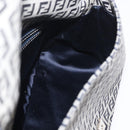 FENDI Zucchino Canvas Mamma Baguette Shoulder Bag Navy Silver Auth 176566V-24