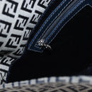 FENDI Zucchino Canvas Mamma Baguette Schoudertas Marine Zilver Auth 176566V-25