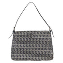 FENDI Zucchino Canvas Mamma Baguette Schoudertas Marine Zilver Auth 176566V-2