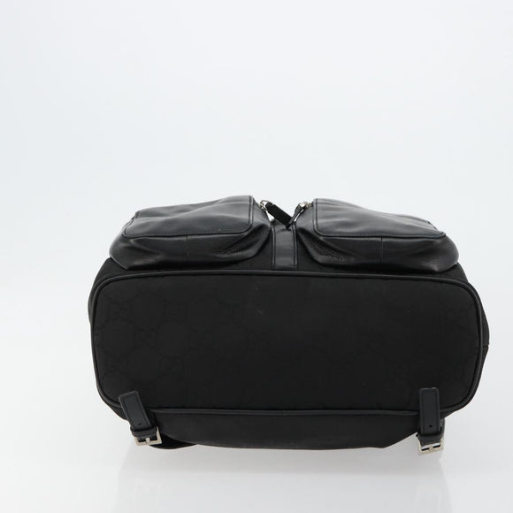 GUCCI GG Canvas Rucksack Nylon Schwarz Silber 003 0246 Auth 176569A