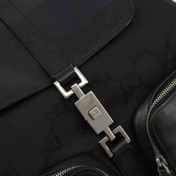 GUCCI GG Canvas Rucksack Nylon Schwarz Silber 003 0246 Auth 176569A