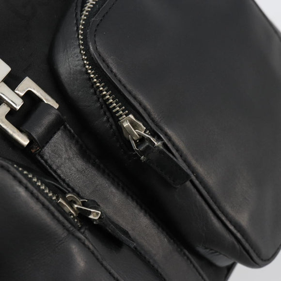 GUCCI GG Canvas Rucksack Nylon Schwarz Silber 003 0246 Auth 176569A
