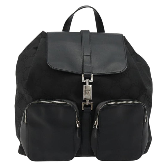GUCCI GG Canvas Rucksack Nylon Schwarz Silber 003 0246 Auth 176569A