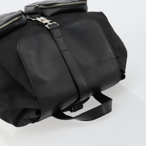 GUCCI GG Canvas Rucksack Nylon Schwarz Silber 003 0246 Auth 176569A