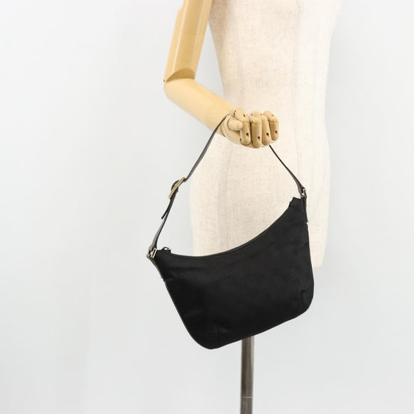 GUCCI GG Canvas Accessory Pouch Black Silver 005 0813 Auth 176572A