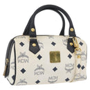 MCM Vicetos Logogram Hand Bag PVC Leather 2way White Gold Auth 176581-1