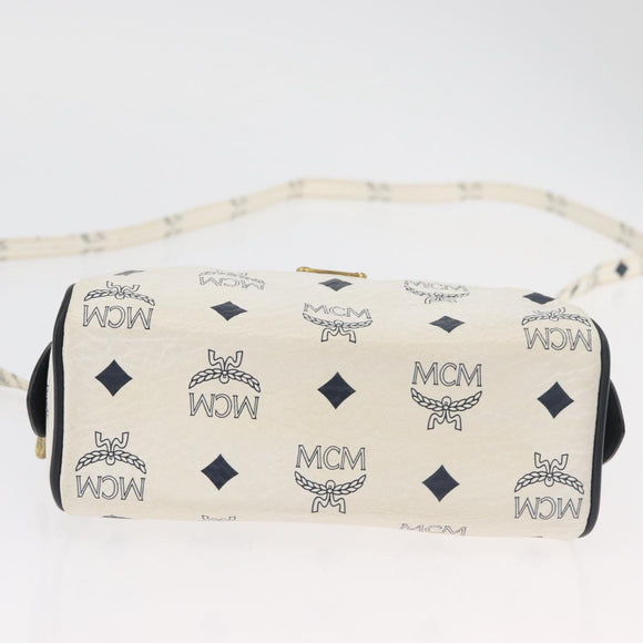 MCM Vicetos Logogram Hand Bag PVC Leather 2way White Gold Auth 176581