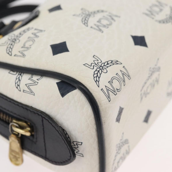 MCM Vicetos Logogram Hand Bag PVC Leather 2way White Gold Auth 176581