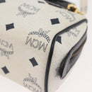 MCM Vicetos Logogram Hand Bag PVC Leather 2way White Gold Auth 176581-15