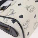 MCM Vicetos Logogram Hand Bag PVC Leather 2way White Gold Auth 176581-16