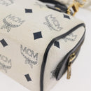 MCM Vicetos Logogram Hand Bag PVC Leather 2way White Gold Auth 176581-17