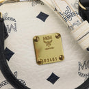 MCM Vicetos Logogram Hand Bag PVC Leather 2way White Gold Auth 176581-12