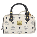 MCM Vicetos Logogram Hand Bag PVC Leather 2way White Gold Auth 176581-13