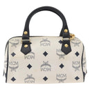 MCM Vicetos Logogram Hand Bag PVC Leather 2way White Gold Auth 176581-2