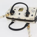 MCM Vicetos Logogram Hand Bag PVC Leather 2way White Gold Auth 176581-6