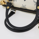 MCM Vicetos Logogram Hand Bag PVC Leather 2way White Gold Auth 176581-7