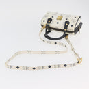 MCM Vicetos Logogram Hand Bag PVC Leather 2way White Gold Auth 176581-9
