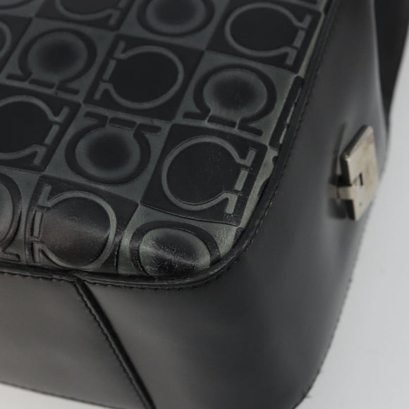 Salvatore Ferragamo Gancini Tote Bag Leather Black Silver Auth 176582