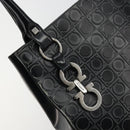 Salvatore Ferragamo Gancini Tote Bag Leather Black Silver Auth 176582-14