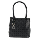Salvatore Ferragamo Gancini Tote Bag Leather Black Silver Auth 176582-2